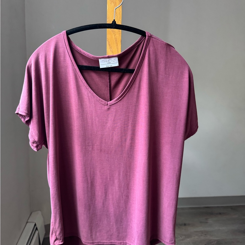 Women's Pink V-Neck Top